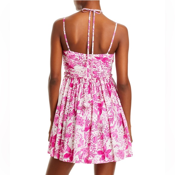 AQUA Floral Print Halter Mini Dress - Picture 4 of 11